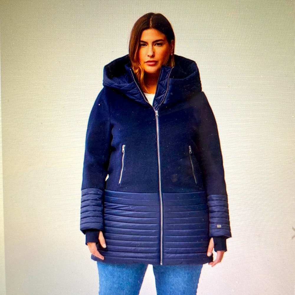 SOIA & KYO Avery mixed media coat with hood